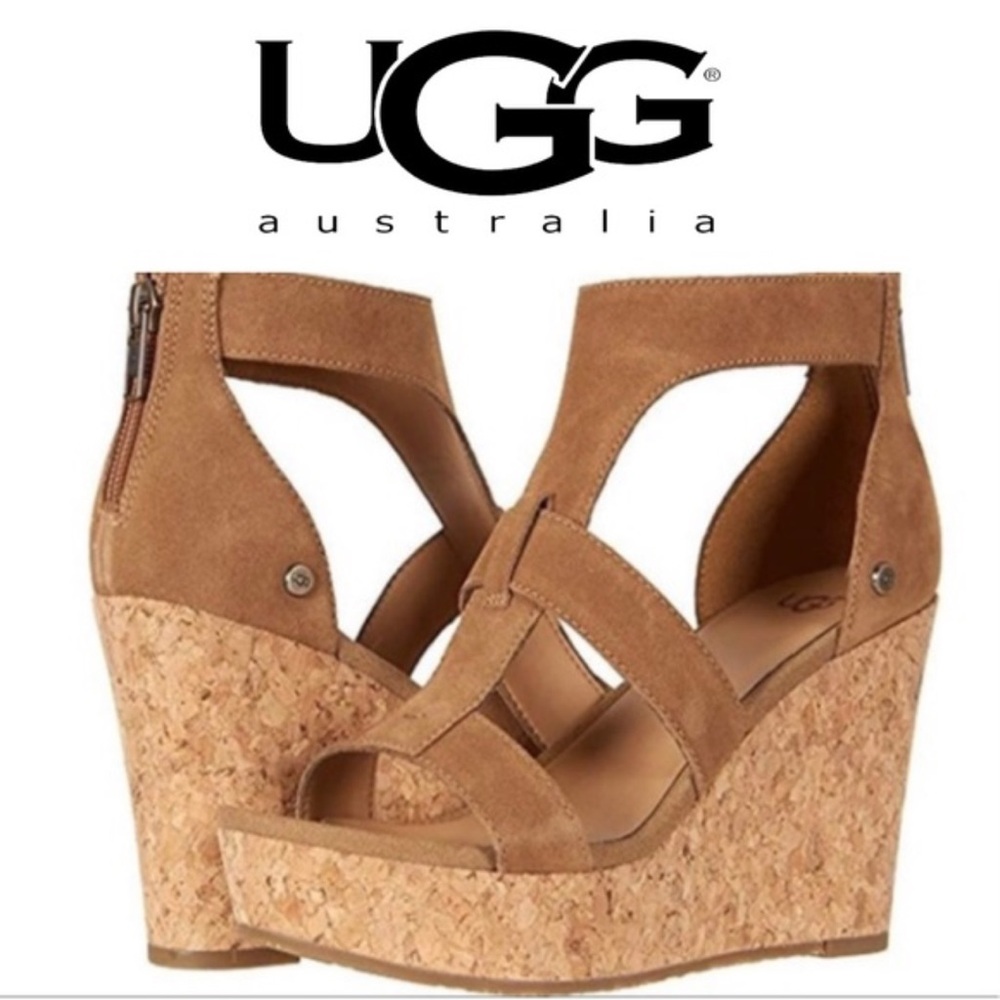 Sz 7 Ugg Whitney Wedge Suede Sandal